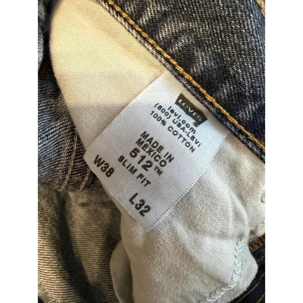 Levi's Men's 512 Jeans 38x32 Slim Fit Straight Leg, Blue Medium Wash Denim 2009